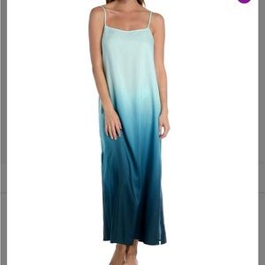 La Blanca Turquoise Ombré Beach Back-Tie Side-Slit Maxi Dress XL